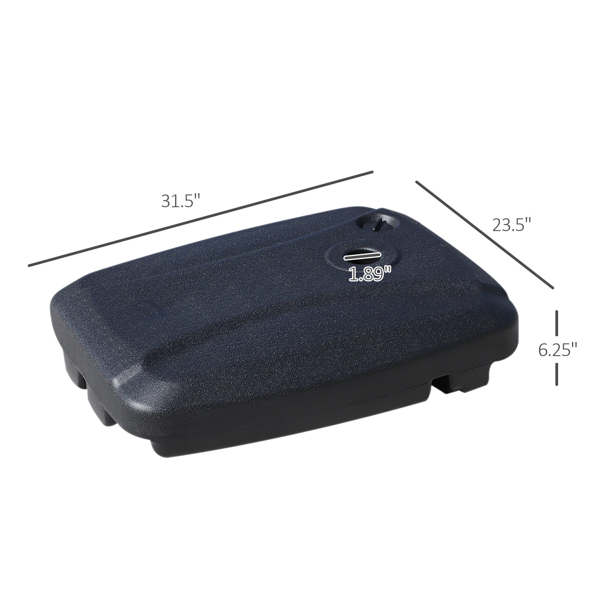 Outsunny Cantilever Offset Umbrella Base Stand Portable Square Parasol Weights with Wheels, 110 lbs Capacity Water or 132 lbs Capacity Sand