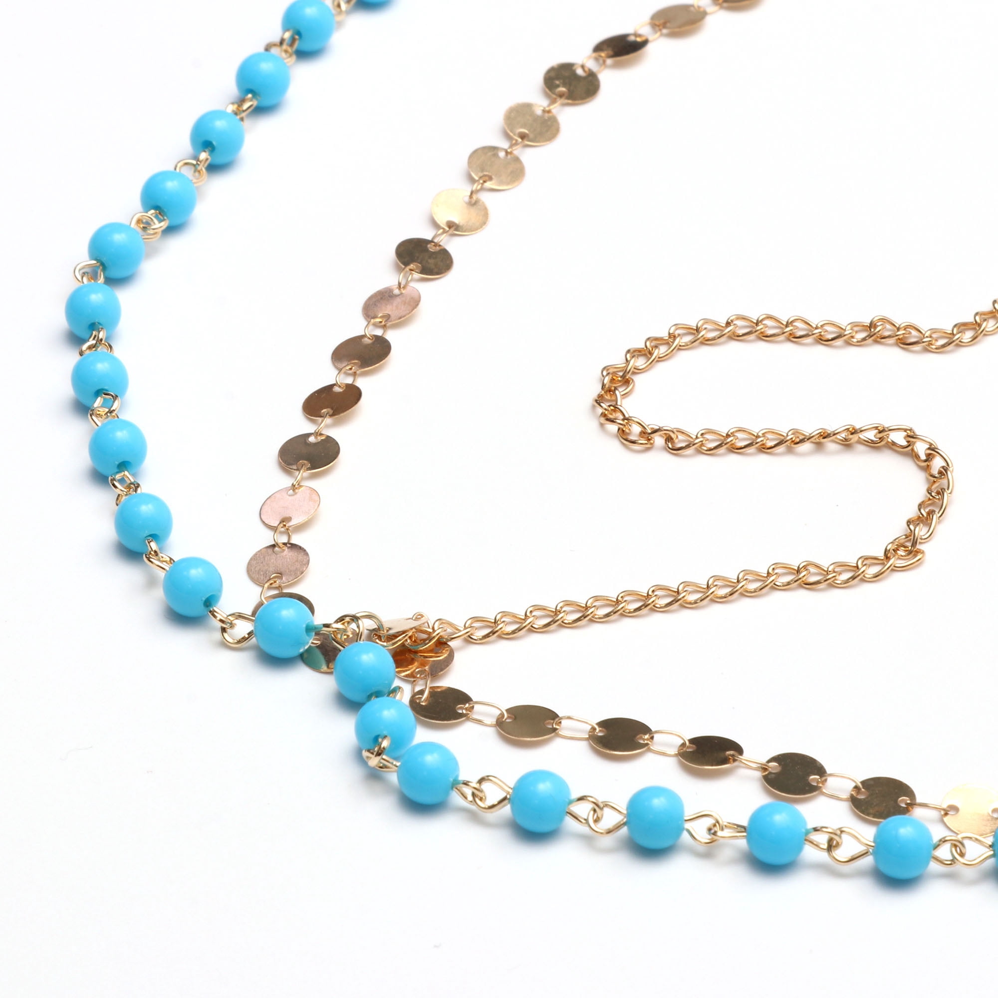 Unique Bargains Headpiece Beaded Sequins Head Chain Blue 1 Pc