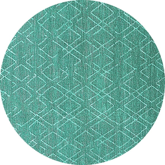 Ahgly Company Indoor Round Solid Turquoise Blue Modern Area Rugs, 7' Round