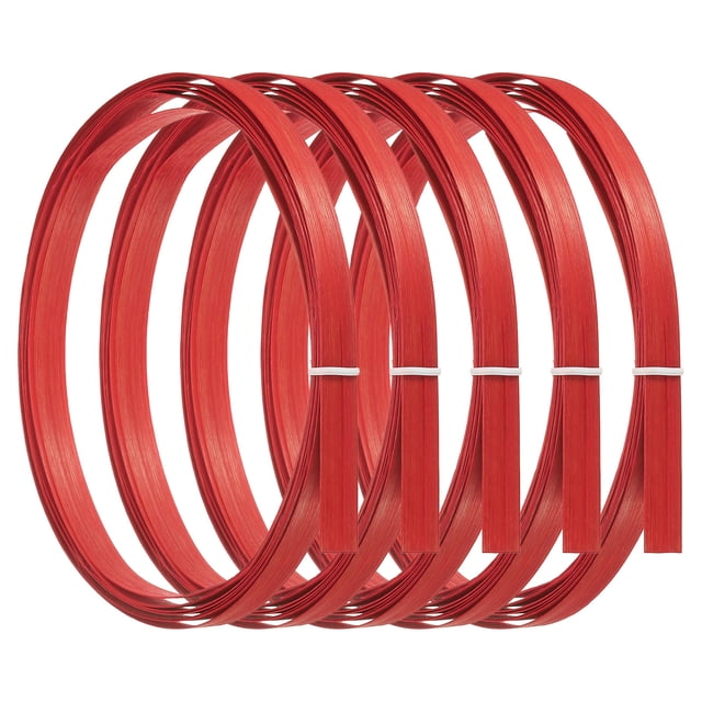 Unique Bargains Bamboo Strips for Weaving 7/16' x 10 Ft Thin Flat Wicker Rattan Cane Reed, Red, 5 Pack