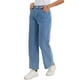 thumbnail image 4 of Jeans de pierna ancha para mujer, de cintura alta, estilo casual Y2K, jeans rectos de mezclilla a rayas, color azul claro, 4 of 6