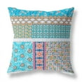 thumbnail image 5 of Flower Castle Patchwork Throw Pillow in Turquoise and White 16x16, 5 of 9