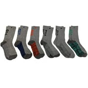 Fila Kids Boys 6-Pack Half Cushion Crew Socks Random Knit Sole - Light Grey Heather, Boys Large Shoe sizes 4-10