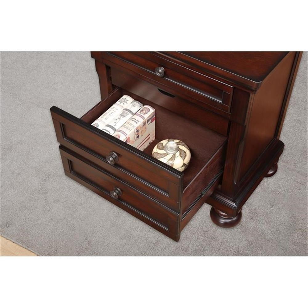 Pemberley Row Wood Brown Cherry Nightstand Rectangular 3-Drawers 30" Assembled