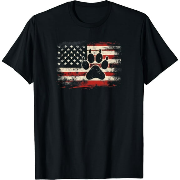 t-shirt 4th Of July American Flag Patriotic Dog & Cat Paw Print T-Shirt mens t shirt,black,women,funny,misfits,men,journey