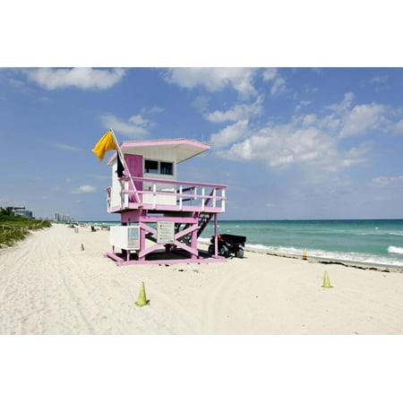 Beach Lifeguard Tower '83 St', Atlantic Ocean, Miami South Beach, Florida, Usa Print Wall Art By Axel