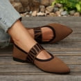 thumbnail image 3 of Rokment Classic Vintage Dressy Shoes for Women Ladies 2026 Spring Fall Fashion Casual Letter Graphic Knit Pointed Toe Ballet Flat Formal Dress Footwear Brown Size 6, 3 of 8