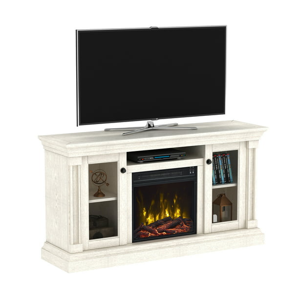 Brayer White Oak Tv Stand For Tvs Up To, Tv Stand Fireplace White