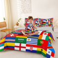 thumbnail image 4 of Manfei Country Flag Patchwork 7-Piece Twin Bedding,Global Nation Bedding Comforter Set,Multicolor,Light Gray Reversible, 4 of 7