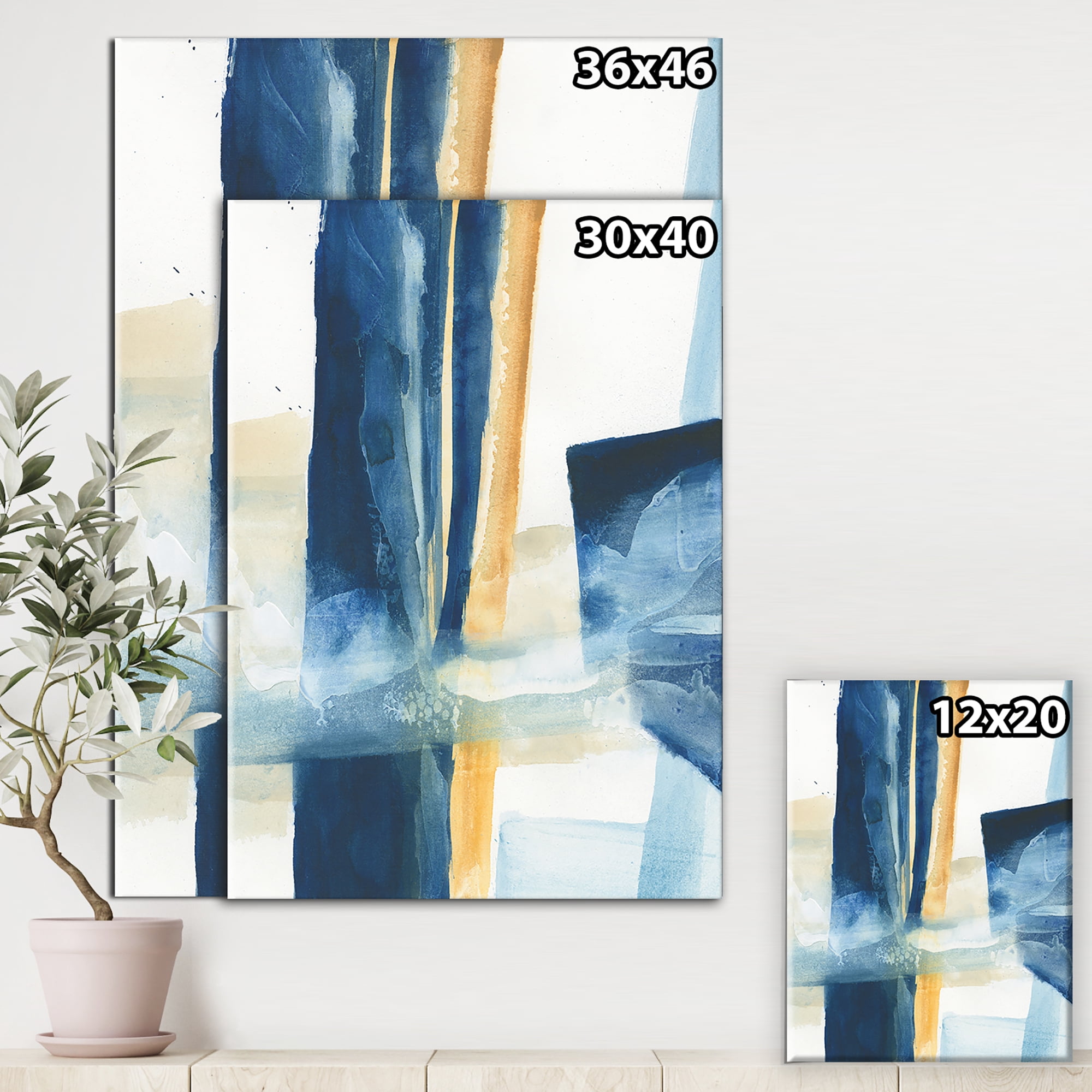 Designart 'Indigo Panel IV' Glam Modern gallery-wrapped Canvas