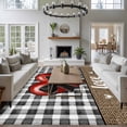 thumbnail image 3 of 5'x7' Area Rugs for Living Room Bedroom, Valentine's Day Washable Rug Carpet Runner Indoor Outdoor, Bow on Red Heart Love Black White Plaid Linen Non Slip Floor Mats Area Rug for Kitchen, Nursery, 3 of 8