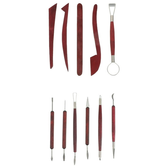 OUNONA  Clay Tools Pottery Kit Jewelry Making Supplies Sculpture Brown
