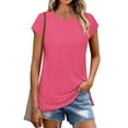 thumbnail image 2 of Jalioing Women's T Shirt Summer Casual Short Sleeve Side Slit Loose Shirts Basic Crew Neck Tees Tops, 2 of 7