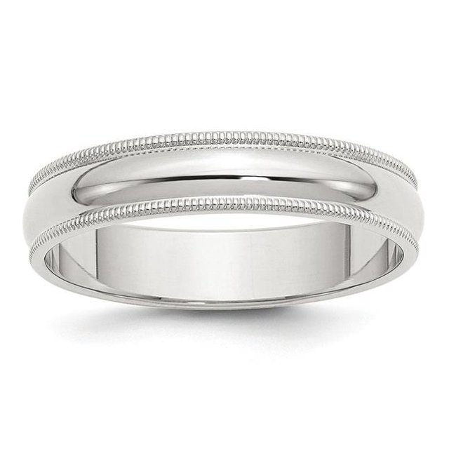 5 mm Sterling Silver Half Round Milgrain Band, Size 6