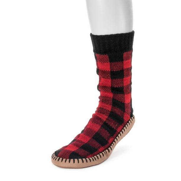 muk luks men's nordic knit bootie slipper socks