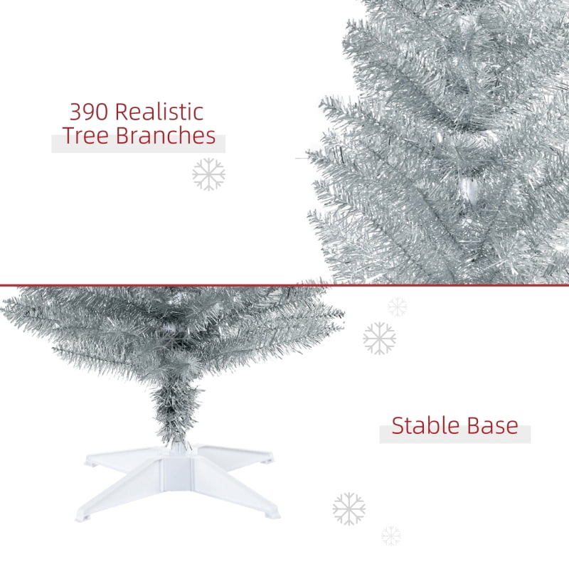 Alvantor Christmas Tree Unlit Pencil with 390 Tips, Slim Holiday Decor 21.75"x21.75"x72" 6ft Silver
