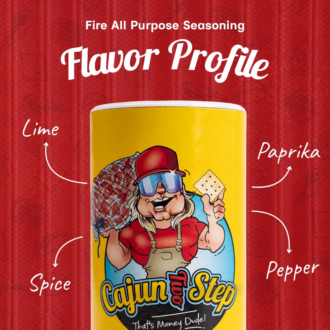 (3 pack) Cajun Two Step Fire 8 oz, All Purpose Seasoning, Low Sodium