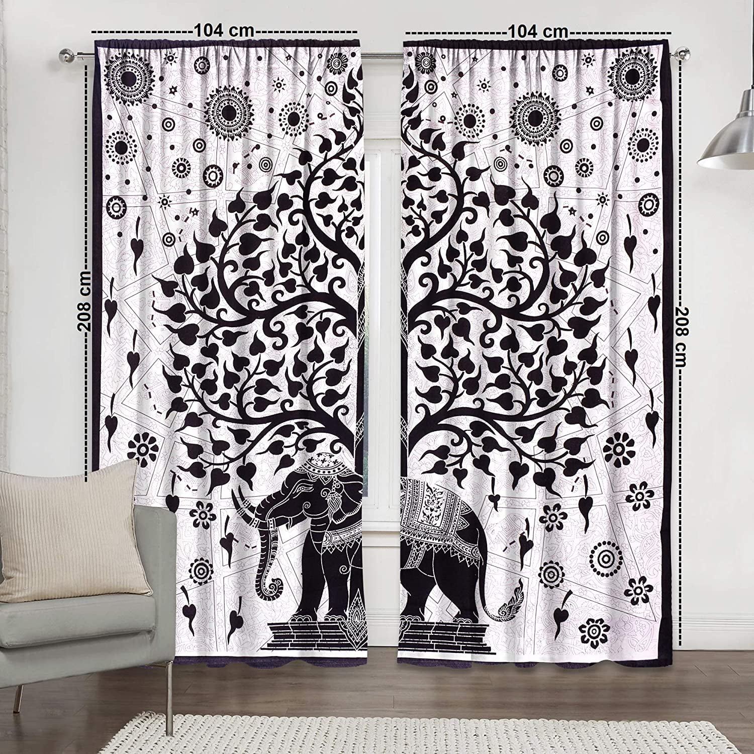 Silver Mandala Hippie Cotton Boho Window Door Curtains Balcony Wall Hanging 