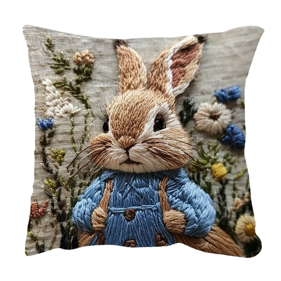 Uutvery Short Lint Decorative Pillow Cover, Embroidered Throw Pillowcase for Sofa Bed, Soft Printed Pattern Cushion Cover, Home Decor for Living Room Bedroom, 17.7x17.7 Inch