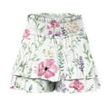 thumbnail image 5 of LEBONYARD Womens Shorts Plus Size,Women's Shorts with a Fresh and Trendy Design,Women's Summer Solid Color High Waisted Shorts with Floral Pleated Hem Casual Shorts White L, 5 of 5