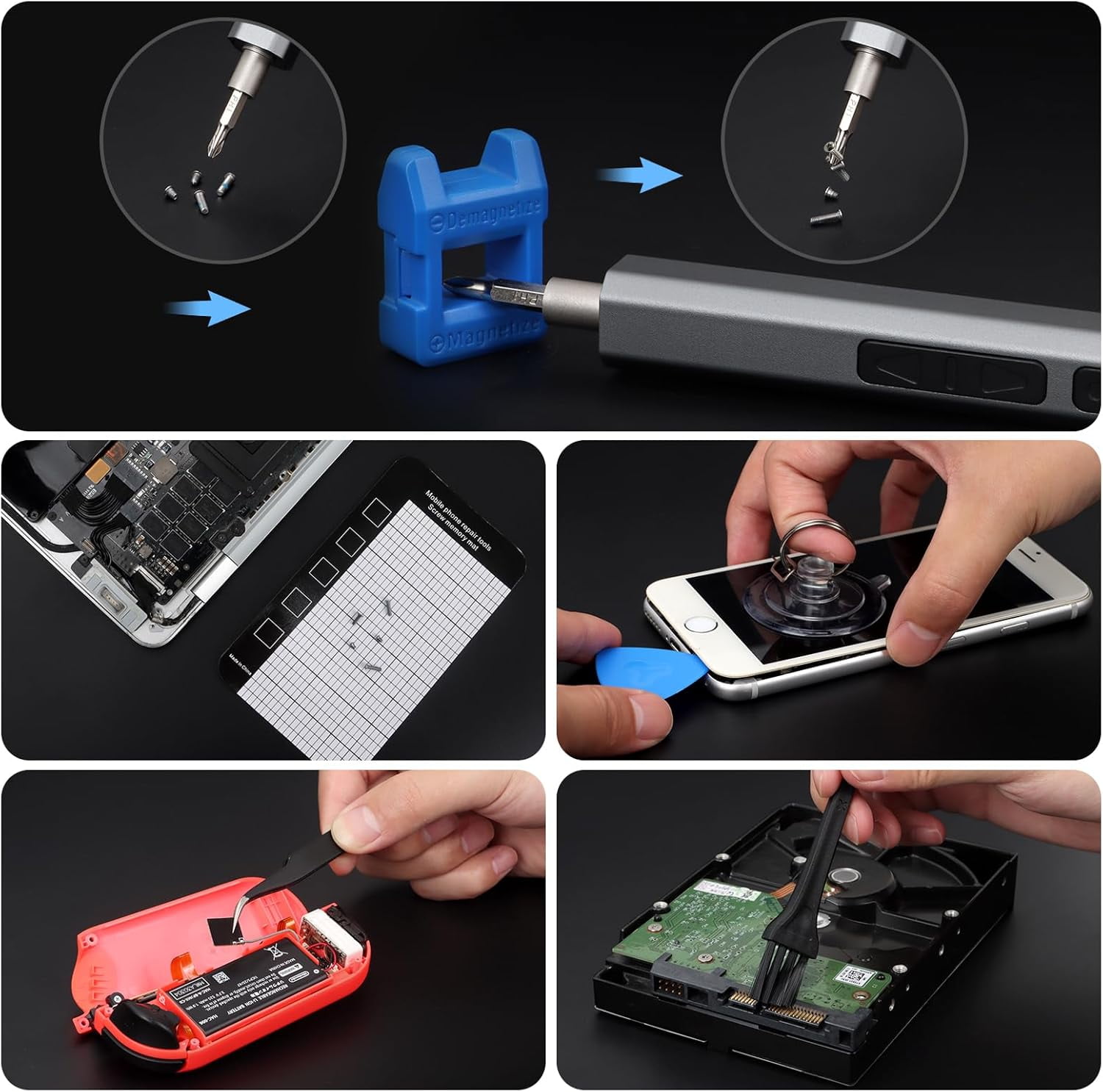144-Piece Electric Precision Screwdriver Set, Cordless Rechargeable Power Screwdriver for PC, Laptop, Phone Repair