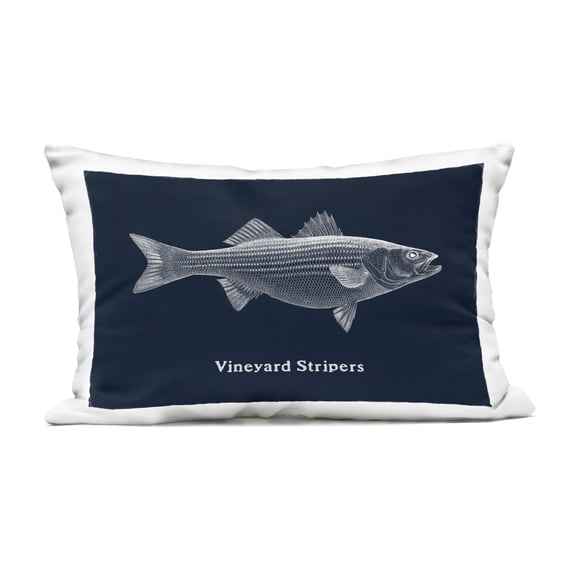 Stupell Industries Vineyard Stripers Fish Design by Phillipa Katz Outdoor Printed Pillow