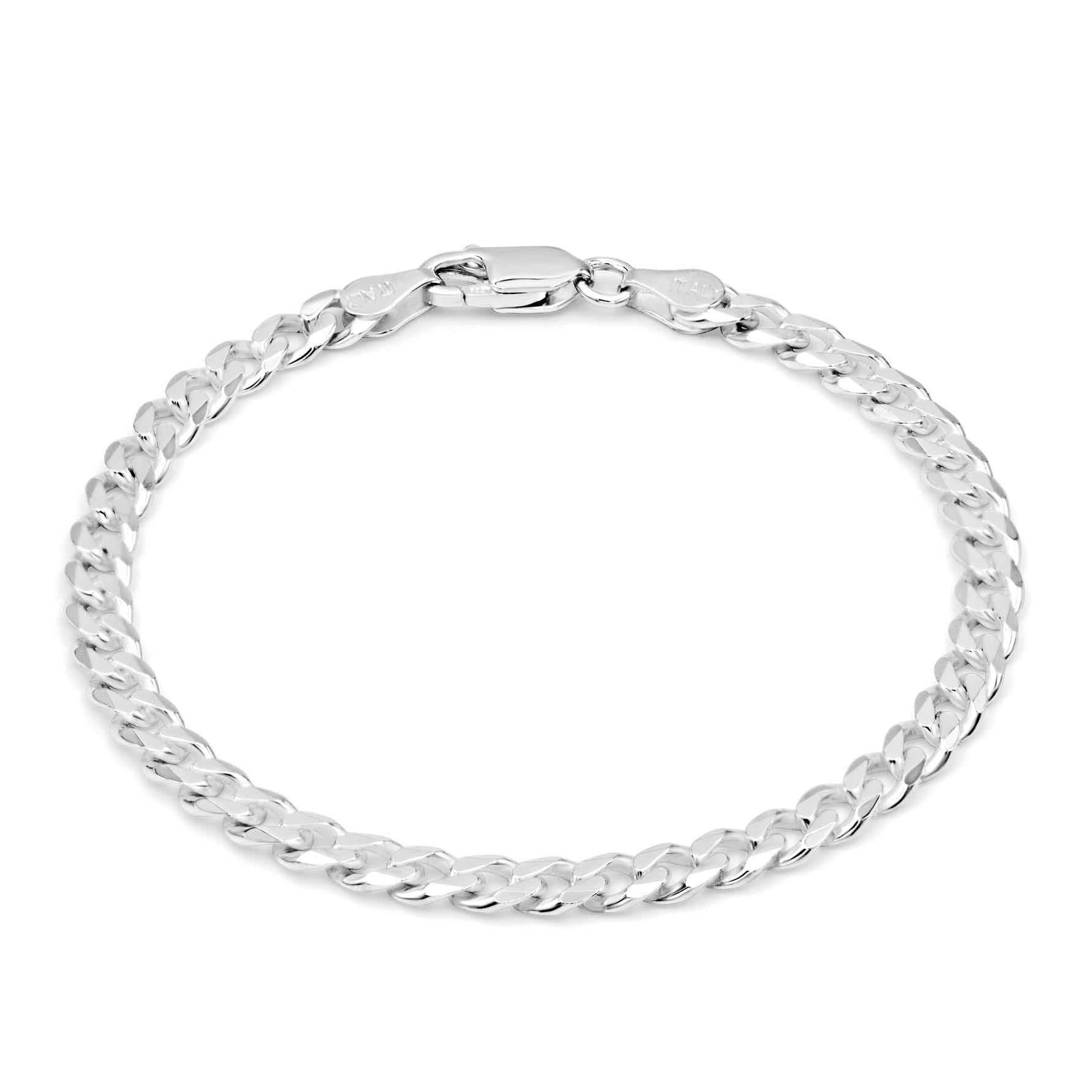 Details about   Solid 925 Sterling Silver Men's Italian 7mm Cuban Curb Link Chain Bracelet 