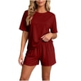 thumbnail image 2 of FAHUOMU Womens Pajamas Set 2 Piece Short Sleeve Crewneck Tops With Elastic Waist Shorts Sleepwear Soft Breathable Loungewear, 2 of 10