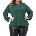 thumbnail image 2 of DARING DIVA Women's Plus Glitter Keyhole V Neck Blouses 1X Green, 2 of 6