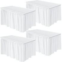 BlinkLLX 4 Pcs Plastic Table Skirt 29 Inches x 14 ft Disposable Table Skirt for Rectangle Tablecloth Wedding Shower Birthday Party Banquet(White)