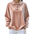 thumbnail image 4 of Women Winter Warm Velvet Tops Casual Fashion Soft Polo Neck Long Sleeve Oversized Blouses Pink S, 4 of 7