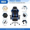 thumbnail image 5 of edx Ergonomic Video Gaming Chair High Back Office Chair with Lumbar Support and Adjustable Armrests Footrest Swivel Racing Chair, Black Bule, 5 of 9