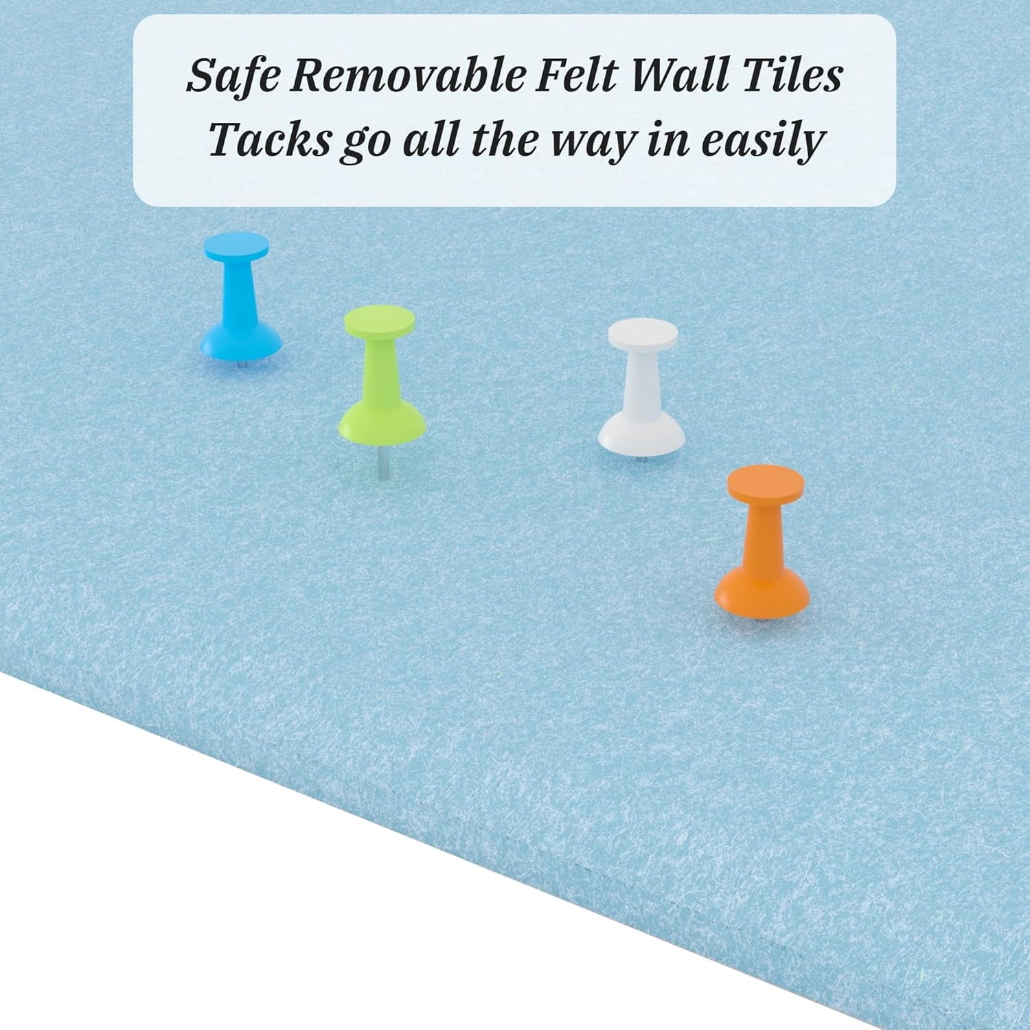 12 Pack Large Cork Board Topboutique Felt Board Tiles Soundproof Wall Tiles with Self Adhesive Stickers & Pushpins Bulletin Board Wall Tiles Pin Boards for Home Office, 12" x 12", Blue