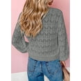 thumbnail image 2 of Cropped Cardigan Sweaters for Women Long Sleeve Crochet Knit Shrug Open Front V-Neck Button up Tops, 2 of 9