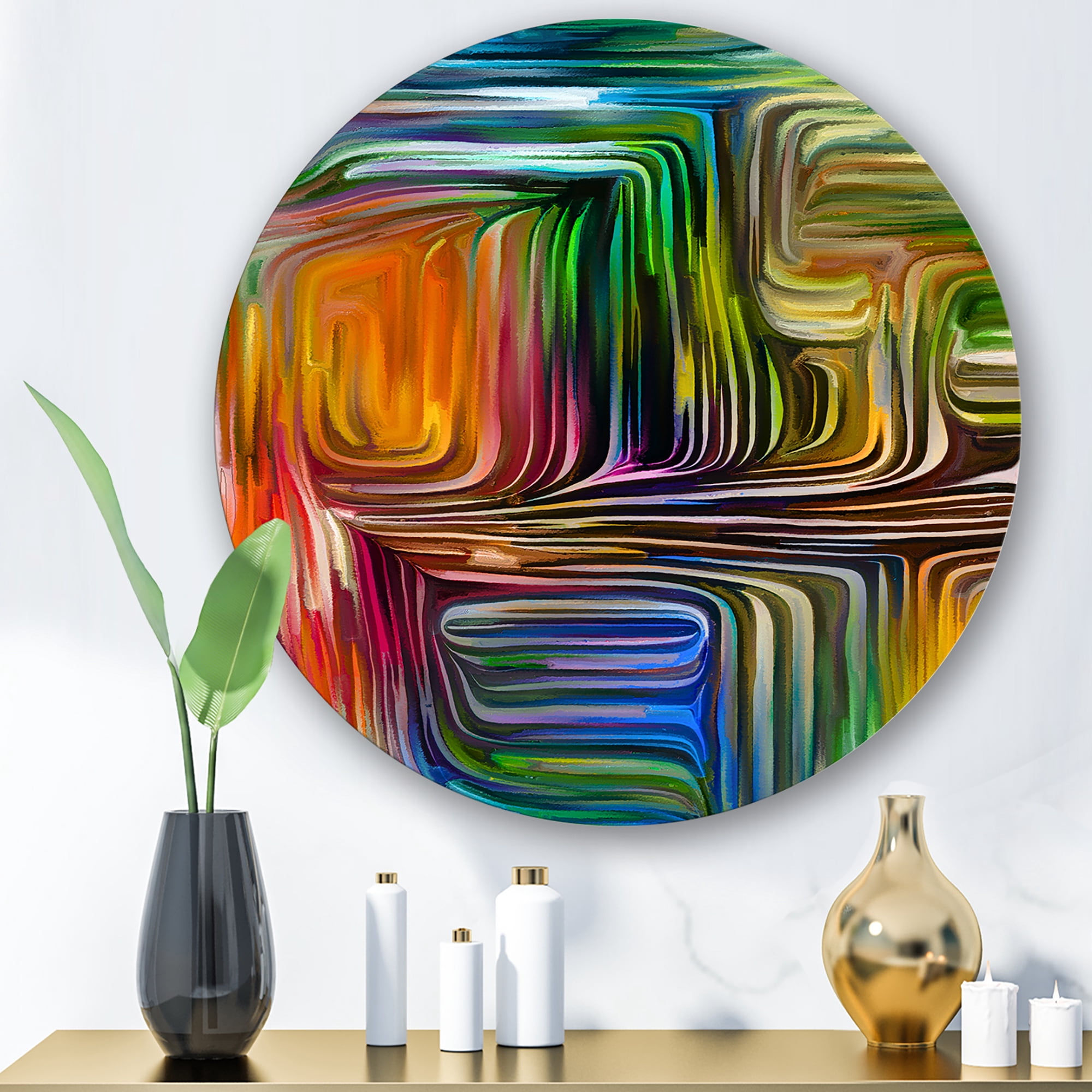 Designart 'Colour Spiral Fusion III' Modern Circle Metal Wall Art 23x23 - Disc of 23