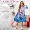 thumbnail image 5 of FKELYI Pink Hibiscus Flower Dolphin Print Toddler Girl Long Sleeve Dresses Breathable A-Line Ruffle Trim Dress Soft Fall Outfits for Girls Patchwork Dresses, 11-12 Y, 5 of 6