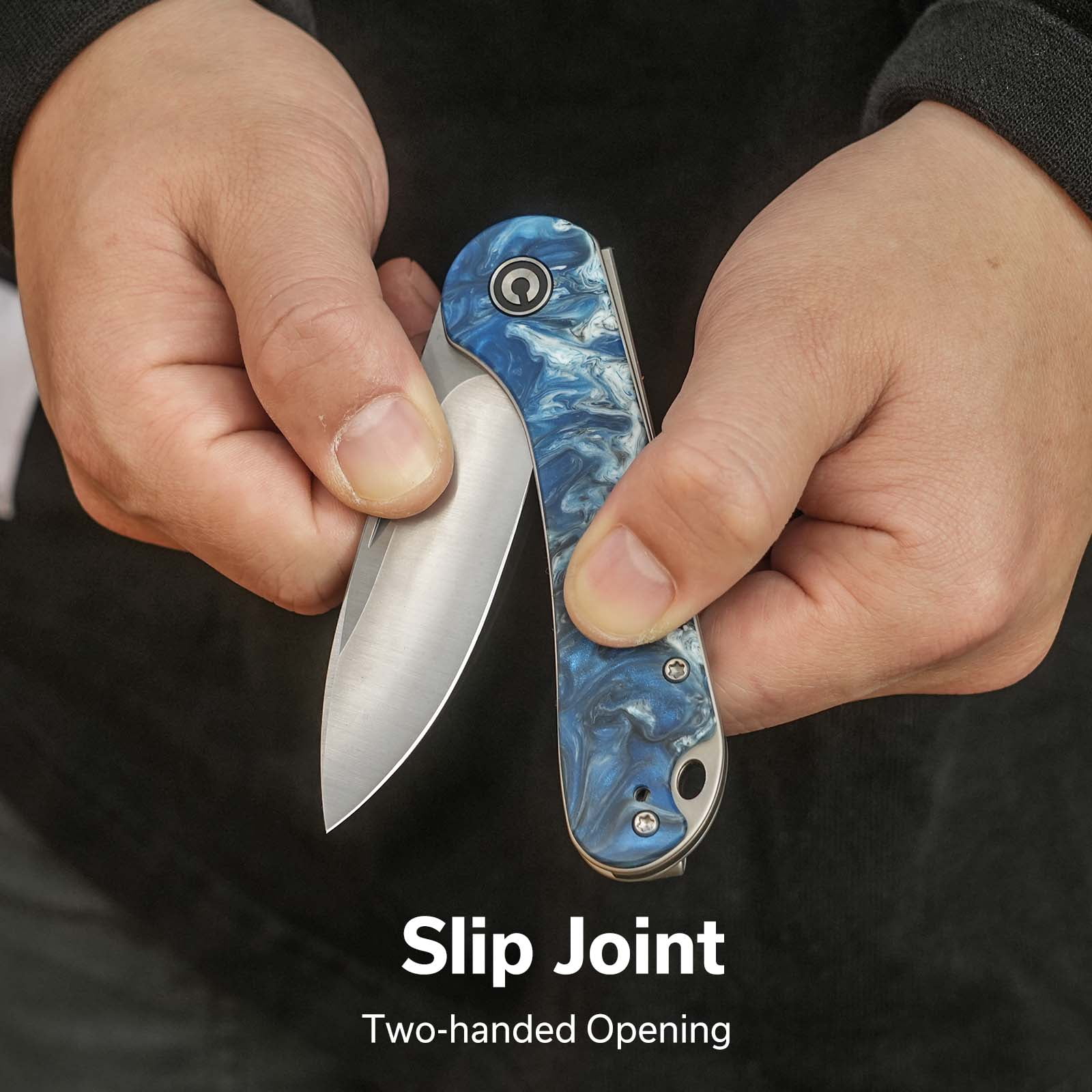 CIVIVI Elementum Slip Joint Pocket Knife, Folding Knife with 2.96" Swedish 14C28N Blade Resin Handle C18062AJ-4