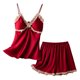 thumbnail image 1 of Pijamas de Lactancia Gibobby Conjunto de Pijama Con Correa Para el Pecho Color Sólido Con Encaje Vino XL, 1 of 3