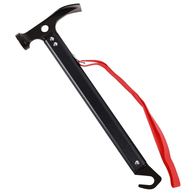 Martillo para tienda de campaña, removedor de uñas para acampar al aire libre, jardinería, mochilero, senderismo, ligero, portátil con bolsa de transporte (2 piezas + mango de aluminio)
