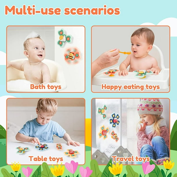 Jouet de toupie à ventouse, jouets sensoriels pour bébés, jeu de ventouse  de table intéressant en toute sécurité, jouet de bain pour bébé avec