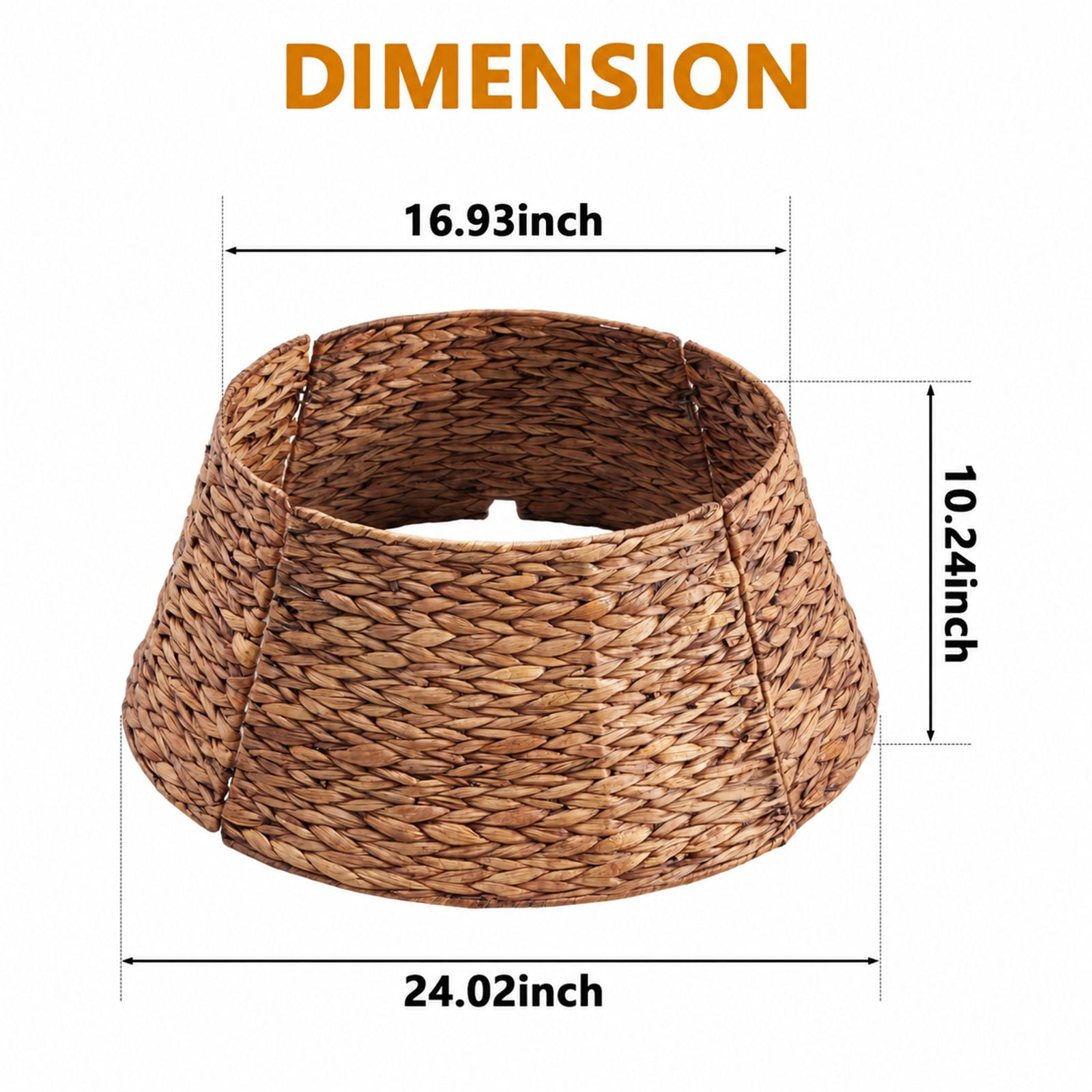 Alvantor Christmas Tree Collar, Woven Rattan Stand Cover with Cord Port, Brown 24IN