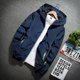 thumbnail image 4 of Chaquetas Hanzidakd para hombre, abrigos de invierno y otoño, manga larga, color liso, cuello alto, bolsillo con cremallera completa, ligeras, gabardinas holgadas, cárdigan informal, tops, azul 3XL, 4 of 8