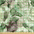 thumbnail image 2 of Ambesonne Rose Fabric by the Yard Upholstery, English Garden Watercolor Art, 5 Yards, Grey Yellow and Dried Rose, 2 of 5