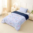 thumbnail image 2 of Metsweet Cute Unicorn Twin Comforter Sets 2pcs, Rainbow Stars Print Bedding Set, Pink Purple Blue,Navy Blue Reversible,1 Comforter and 1 Pillowcase, 2 of 6