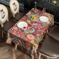 thumbnail image 4 of Red Pioneer Flower and Paisley Pattern Rectangle Tablecloth 60"x120",Waterproof Polyester Rectangle Table Cloth, Wipeable Spillproof Polyester Tablecloth for Dining, Camping, Indoor and Outdoor, 4 of 6