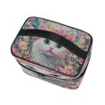 thumbnail image 3 of DIXRUYEE Train Case Cosmetics Organizer Fashion Cat Surrounded by Pink Roses Printed Size: 9x6.2x6.5 in, 3 of 5
