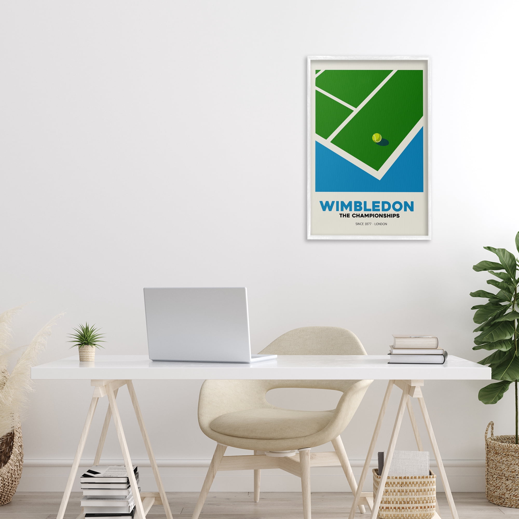 Stupell Industries Wimbledon Tennis Court White Framed Giclee Art, design by Andreas Magnusson