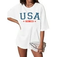 thumbnail image 2 of MOUSYA 250 Years American Flag T-Shirts for Women USA Classic Commemorative Print Patriotic Tee 4th of July Oversized Short Sleeve Top, 2 of 12