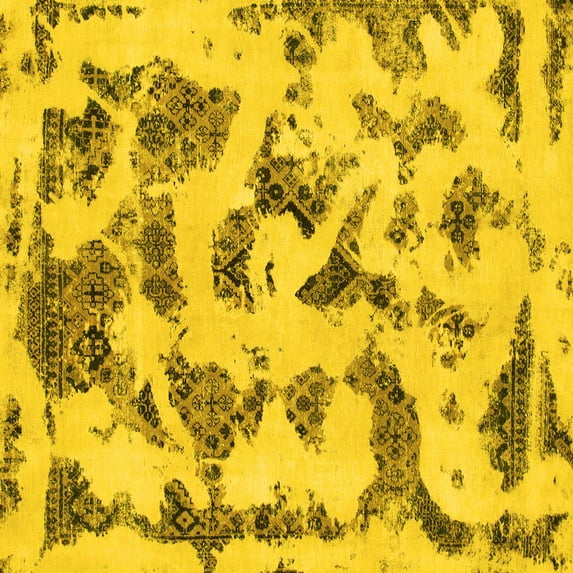 Ahgly Company Indoor Square Abstract Yellow Modern Area Rugs, 6' Square