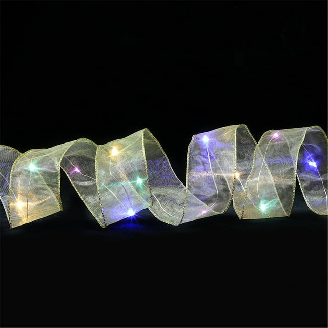 EGNMCR Bows & Ribbons, Ribbons for Crafts Christmas Decoration LED Lights Christmas Tree Ornaments DIY Lace String Lights light lamp